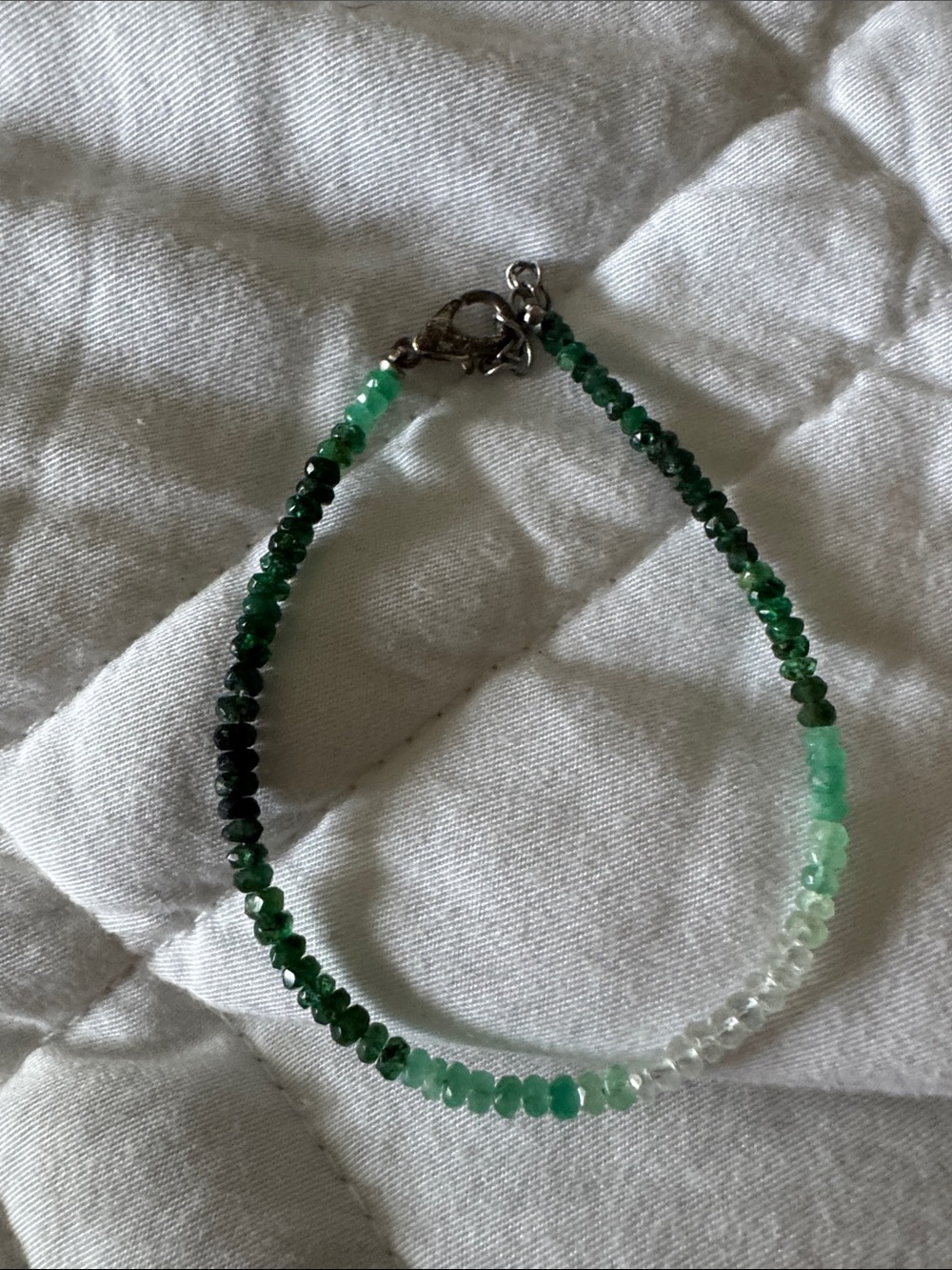 Meira T Green Graduated Bead Bracelet with Silver Clasp